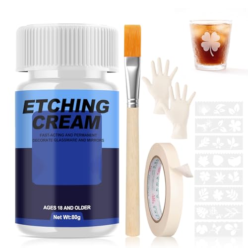 AllisWay 80g Pate a Depolir Le Verre, Creme a Depolir Le Verre, Etchall Creme a Depolir Le Verre, Créez Une Texture Givrée pour Vos Projets de Bricolage, Portes Et...