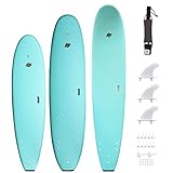 South Bay Board Co. - 7' / 8' / 9' Premium Foam Surfboards - Wax-Free Soft-Top Surfboards - Best Beginner Surfboards for Kids & Adults – Fins & Leash Included - Patented Heat Damage Prevention System