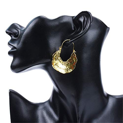 Simple Large Vintage Gold Circle Hoop Earrings Boho Irregular Hollow Shield Shape Dangle Drop Earrings for Women Statement Jewelry Gifts3