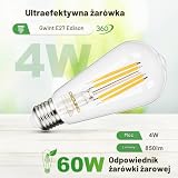 DiCUNO Żarówka LED Edison E27 4W, światło ciepłe białe 2700K, odpowiednik 60W, 850 lm, nieściemnialna szklana żarówka filamentowa ST58, 230V AC, lampa vintage, zestaw 2 szt.