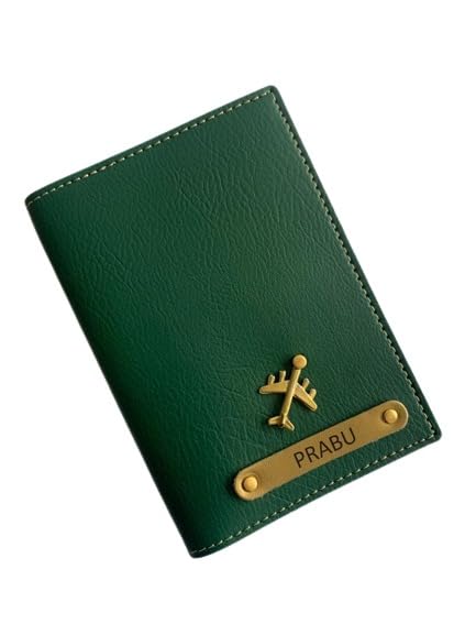 Personalized Passport Holder & Card Holder Personalised Name & Charm Leather Passport Cover Holder for Men & Women - Travel Essential Gift for Women and Men - Green-image-15