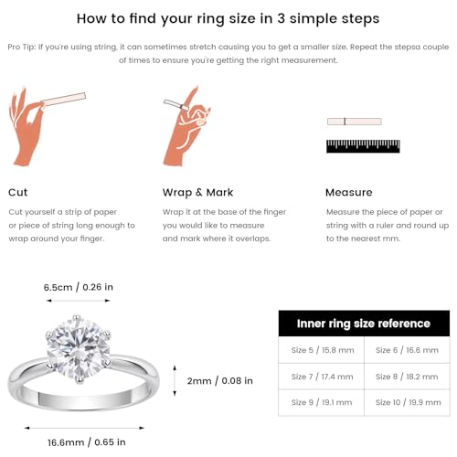 1CT Solitaire Moissanite Diamond Engagement Rings for Women, D Color VVS1 Clarity, 6 Claw Knife Edge 925 Sterling Silver with 18K White Gold Plated3