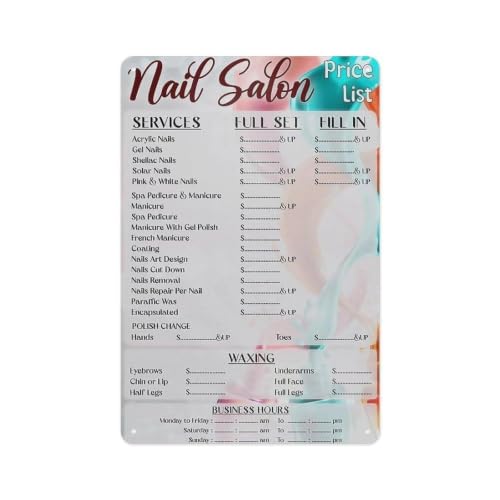 Metal Salon Pricing Reference Plate 12x8 Inch | Waterproof service chart plaque for manicure corner study decor