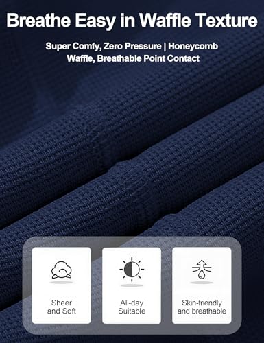 Image of Venzina Men's Waffle-Knit T-Shirt & Shorts Set Breathable Stretchable Lounge Wear Loose Fit Night Suit for Home, Travel