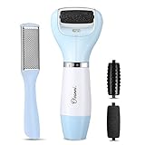 Ovonni- Juego de pedicura, Lima Electrónica Aparato de pedicura,3 cabezas de rodillos intercambiables, 2 Velocidades ajustables, Fácil de desmontar, Portátil, Azul claro y blanco