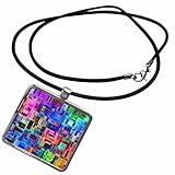 3dRose Image of Bright Geometric Cubes In Multi Colors Necklace With Rectangle Pendant