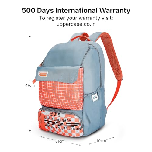 Image of uppercase Campus School Backpack | Well-Padded, Double Compartment with File Sleeve, Organizers, Side Bottle Pocket | For Boys & Girls | 500 Days Warranty