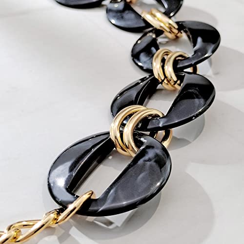 Coiris Paperclip Chain Large Choker Collar Statement Geometric Choker Necklace Resin Acetate Chunky Necklaces For Women Girls(N0094-Black) #TOP3