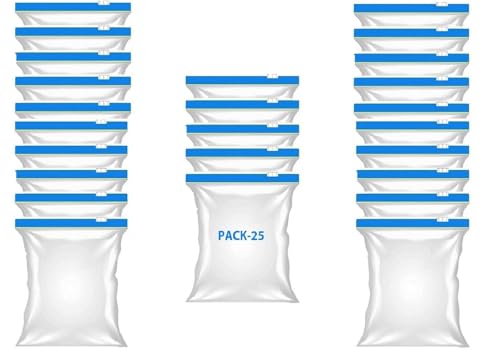 Image of Zip Lock Reusable Slider Zipper Transparent Bag For Food Storage,Fruit Vegetable Freeze Storage Pouch Bags, Ziplock Bags Best For Fridge Storage, Preserving Food (25 PCS BLUE ZIPPER BAG)
