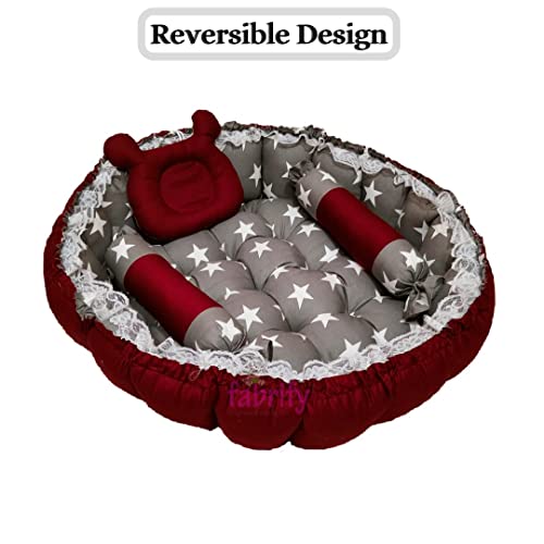Fabrify-Baby-Reversible-Round-Bedding-Set-Cum-Mattress-With-Mosquito-Net-and-3-Multi-Shape-Pillows-For-Newborns-To-Toddlers-Unique-0-12-Month