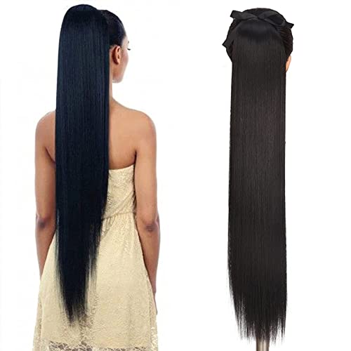 Maforsoon 32 Inch Ponytail Extension Long Straight Synthetic Hair Extensions Clip in Ponytail Hairpiece for Women