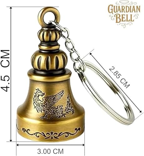 Image of Techpro Metal Guardian Bell For Bike Tibetan Key Chain Good Luck Key Chain For Bike Key Ring Guardian Bell Keychain, Bronze