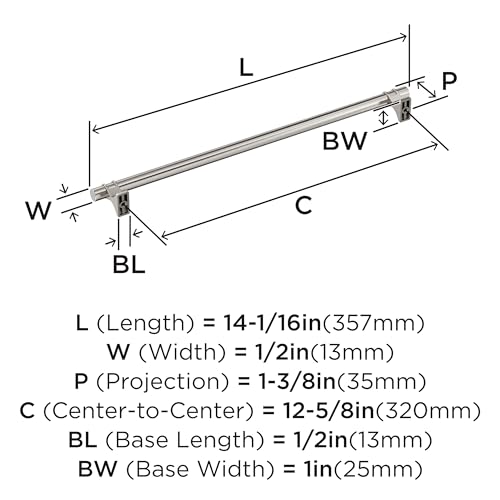 Image of Amerock Davenport 12-5 /8 inch (320mm) Center-to-Center Satin Nickel Cabinet Pull, BP36698G10