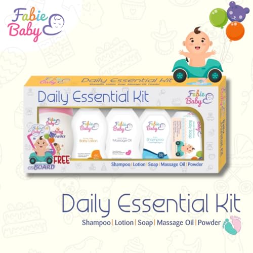 Image of FABIE BABY 5-Piece Baby Care Kit - Powder, Shampoo, Lotion, Soap & Oil