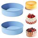 YXHZVON 2 Piezas Moldes Silicona Reposteria Redondo 20cm, Molde Bizcocho Antiadherente, Molde Redondo de Silicona para Tartas para Tarta de Queso, Tarta de Cumpleaños (Azul)