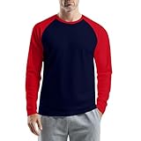 Men's Casual Raglan 3/4 Long Sleeve Soft Cotton Basic Sports Baseball Jerseys T Shirts 3/4 Sleeve Crew Neck Sports Baseball Cotton Jerseys Red Shirt (3-red,Medium)