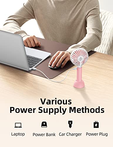 Image of UN1QUE Mini Portable Fan Battery Operated, 6 Inch Powerful USB Table Fan, 3 Speed Quiet Rechargeable Fan with Less Vibration, 720 Rotate Personal Mini Fan for Home Office Stroller Camping
