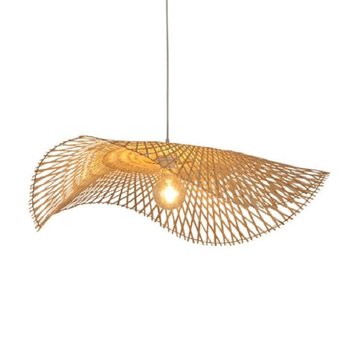Lámpara de bambú de techo de 45cm estilo boho para comedores 2