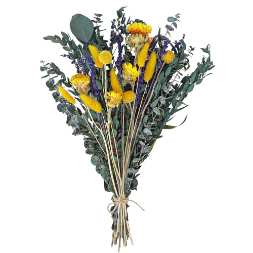 Ramillete de 34 tallos secos de eucalipto, lavanda y flores naturales