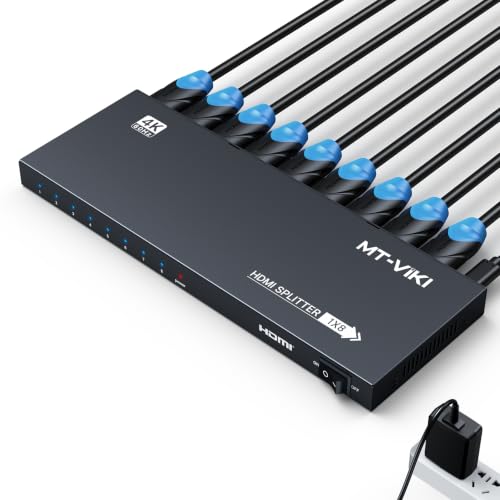 Image of MT-VIKI HDMI Splitter 4K@60Hz, HDMI Splitter 1 in 8 Out, RGB 4:4:4, HDMI2.0b, HDCP2.2, 18Gbps, Full UHD Distributor for PS4 Fire Stick HDTV