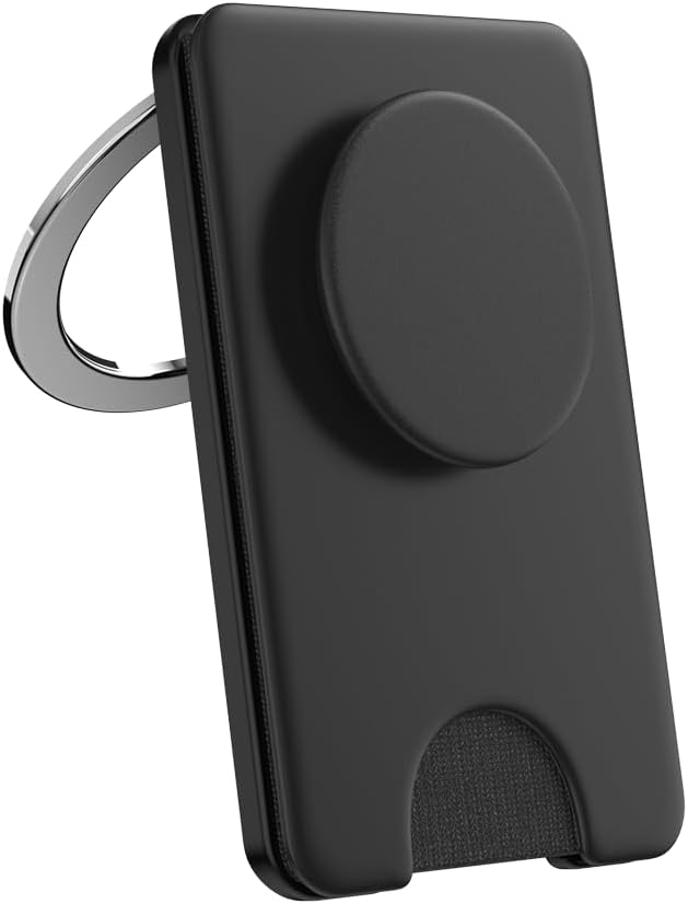 PopSockets Kick-Out Wallet for MagSafe, Adjustable Kickstand, Magnetic Stand, Black - Black