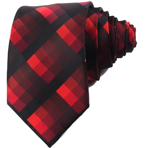 CLeemuziN Classic Mens Woven Jacquard Pre Tied Ties Checked Plaid Necktie Formal Wedding Neck Tie