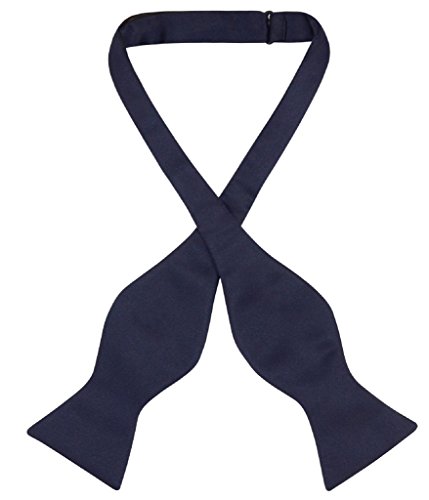 Vesuvio Napoli SELF TIE Bow Tie Solid NAVY BLUE Color Men's BowTie