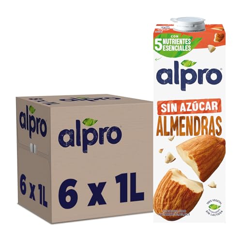 Alpro Bebida Vegetal de Almendras sin Ázucar - Pack de 6 x 1L