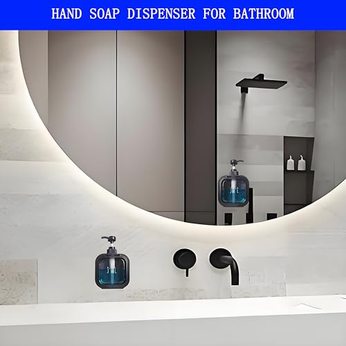 Image of Hand Soap Dispenser Bathroom, Shower Soap Dispenser Wall Mounted, Dish Dispenser for Kitchen, Shampoo and Conditioner Dispenser with Pump and Labels (Black)
