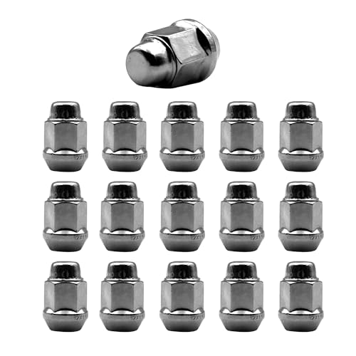 Image of 16pcs Chrome M12x1.5 Closed End Bulge Acorn Lug Nuts, 1.4 inch Length Cone Seat 19mm Hex