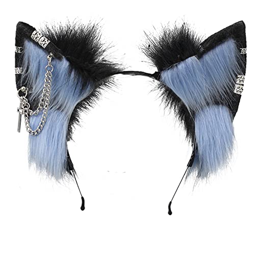 Image of VIGVAN Handmade Wolf Fox Ears Animal Cosplay Cute Head Accessories for Halloween