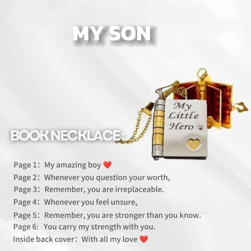My Little Star Book Necklace, My Incredible Daughter Book Necklace for Daughter, Openable with 6 Pages of Engraved Information, Openable Pendant Adjustable Birthday Day Graduation Gift2