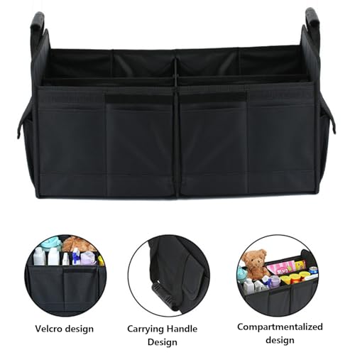 Organiseur de coffre pliable grande capacité avec compartiments pour rangement outils et courses