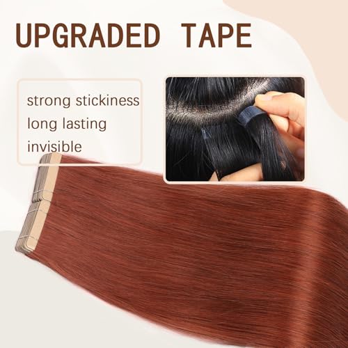 Image of YDDM 350 10pcs 20 Inch Human Hair Extensions Tape in, Real Straight Tape ins Seamless Skin Remy Tape in Hair Extensions Human Hair(350#, 20 Inch)