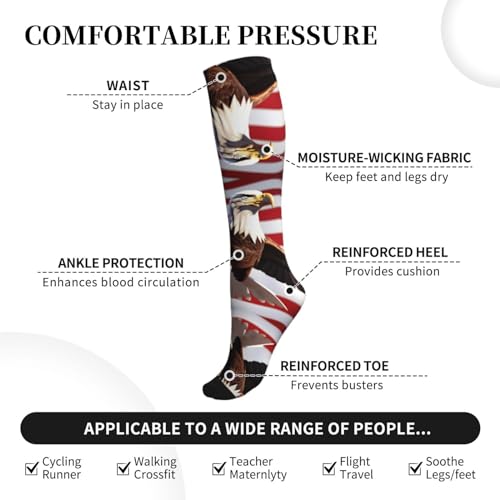 Bald Eagle With American Flag Premium Compression Sock, Compression Socks For Women, Compression Socks For Men,Running4