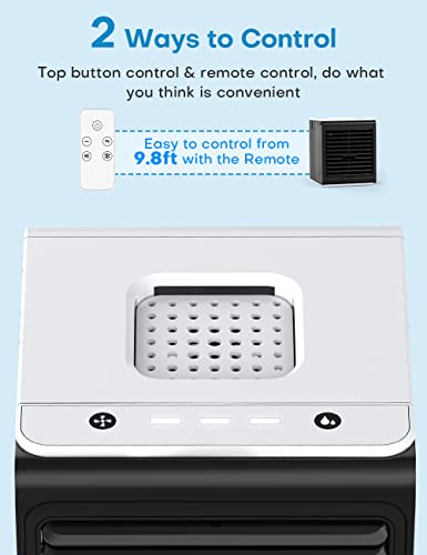 FANCOLE Personal Air Conditioner, 3-IN-1 Portable AC with Remote Control, 3 Speeds, USB Powered Small Air Cooler, Quiet & Powerful Cooling Fan, Mini Evaporative Air Cooler for Room, Car, Bedroom, Desk - Thumbnail 2