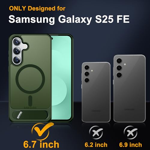 Image of SPIDERCASE Magnetic for Samsung Galaxy S25 FE Case, [3 Stand Ways][ Military Grade Drop Protection] with Invisible Stand Slim Phone Case for S25 FE 5G,Green