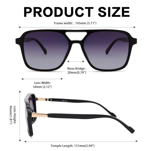 LIU·WEN Retro Aviator Sunglasses for Women Men 2 Pack - Trendy Square Shades Vintage Sun Glasses3