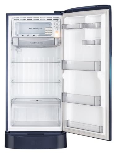 Image of LG 210 L, 5 Star, Smart Inverter, Direct Cool Single Door Refrigerator (GLD2256ZABW, Blue Waterlily, Base stand with Drawer)
