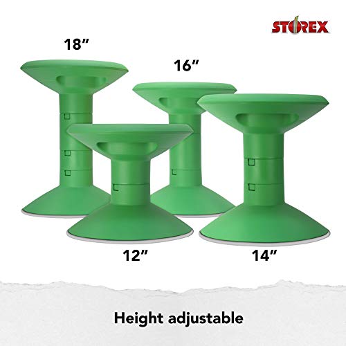 Image of Storex Wiggle Stool - Active Flexible Seating for Classroom and Home Study, Adjustable 12-18 Inch Height, Green (00304U01C)