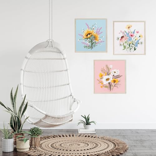 Image of EOBTAIN 3 Pcs Pink Floral Embroidery Kit for Beginners, Plant Flower Embroidery Kits for Adults,Embroidery Starter Kit with Pattern,Hoop,Thread,Needles,Hand DIY Craft Kits for Adults