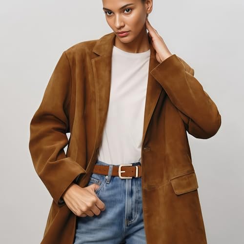 HOTWILL Women Suede Belt for Jeans Dresses Fashion Chunky Ladies Waist Belts with Gold Buckle3