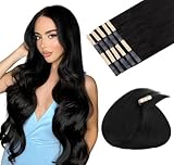 MAXITA Extensiones de cabello humano con cinta de 40 cm, color negro natural 1B, 20 piezas, 50 g, extensiones de cabello humano sin costuras invisibles