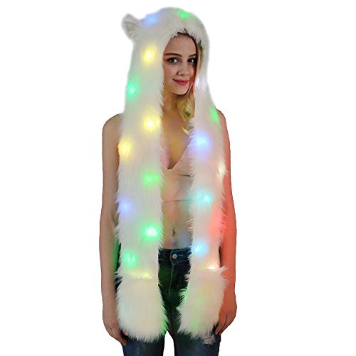 Chapeau animal foulard gants contre le froid glacial avec effet LED brillant