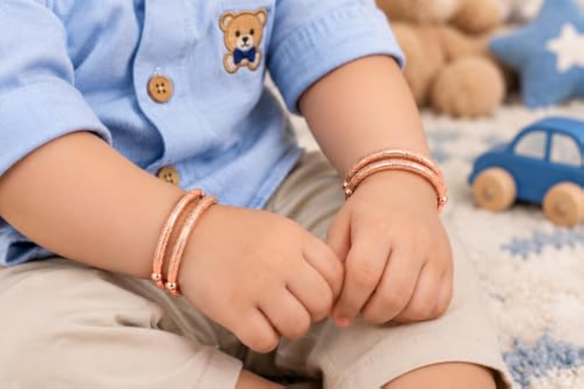 Baby Copper Coating Kada Adjustable Infant Bracelet, Safe Design