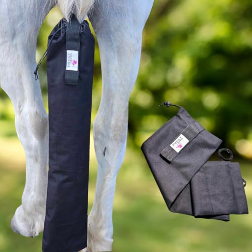 MANE & STABLE Waterproof Horse Tail Bag – Adjustable Protective Wrap & Guard for Braided or Loose Tails – Quick-Release, Show-Ready Tail Care for Equestrians – 31.5" Long, Black (Solid)