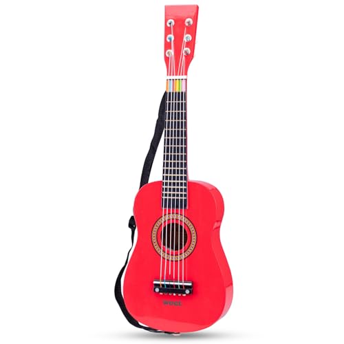 New Classic Toys Instrument de Musique pour débutants Guitare avec Le Livre de Musique - Rouge