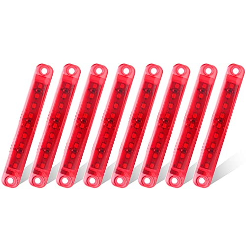 Sidaqi 8pcs 3.9' 9-LED feu de gabarit remorque rouge 12-24V feux latéraux Feu arrière de position Feux de position latéraux à LED pour Voiture Camion Remorque Caravane