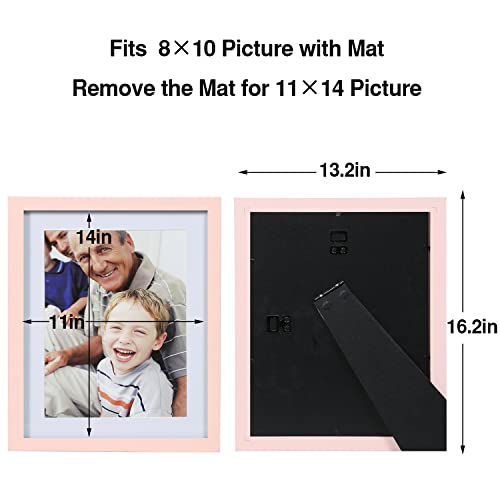Vecelo 11X14 Picture Frames Set Of 4,14X11 Photo Frames,High Definition Non-Fragile Acrylic Glass Covers With Solid Wood Base For Table Top Display And Wall Collage,Pink #TOP3