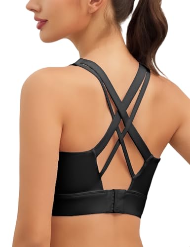 Image of Sports Bras for Women High Support, High Impact Push Up Criss Cross Back Padded Strappy Workout Running